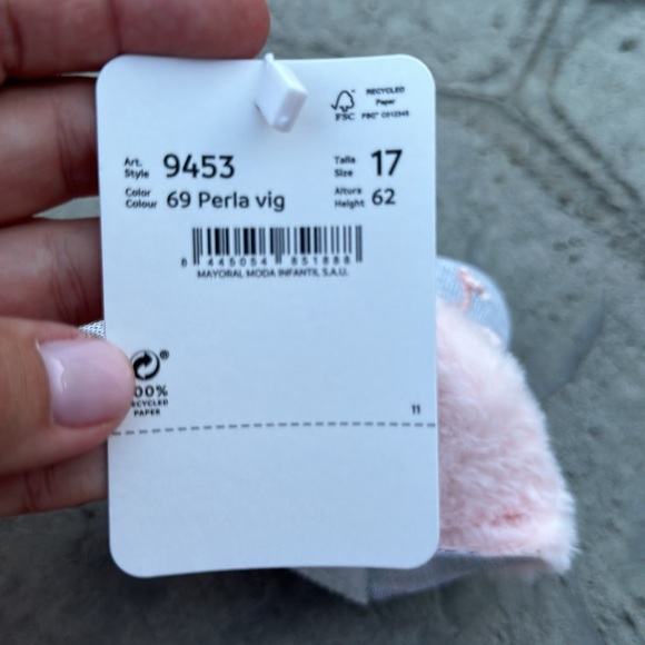 Mayoral Baby Girl Shoes Booties Dots Gray Pink Fur Lined 19 US 4 NWT Boots - Picture 5 of 5